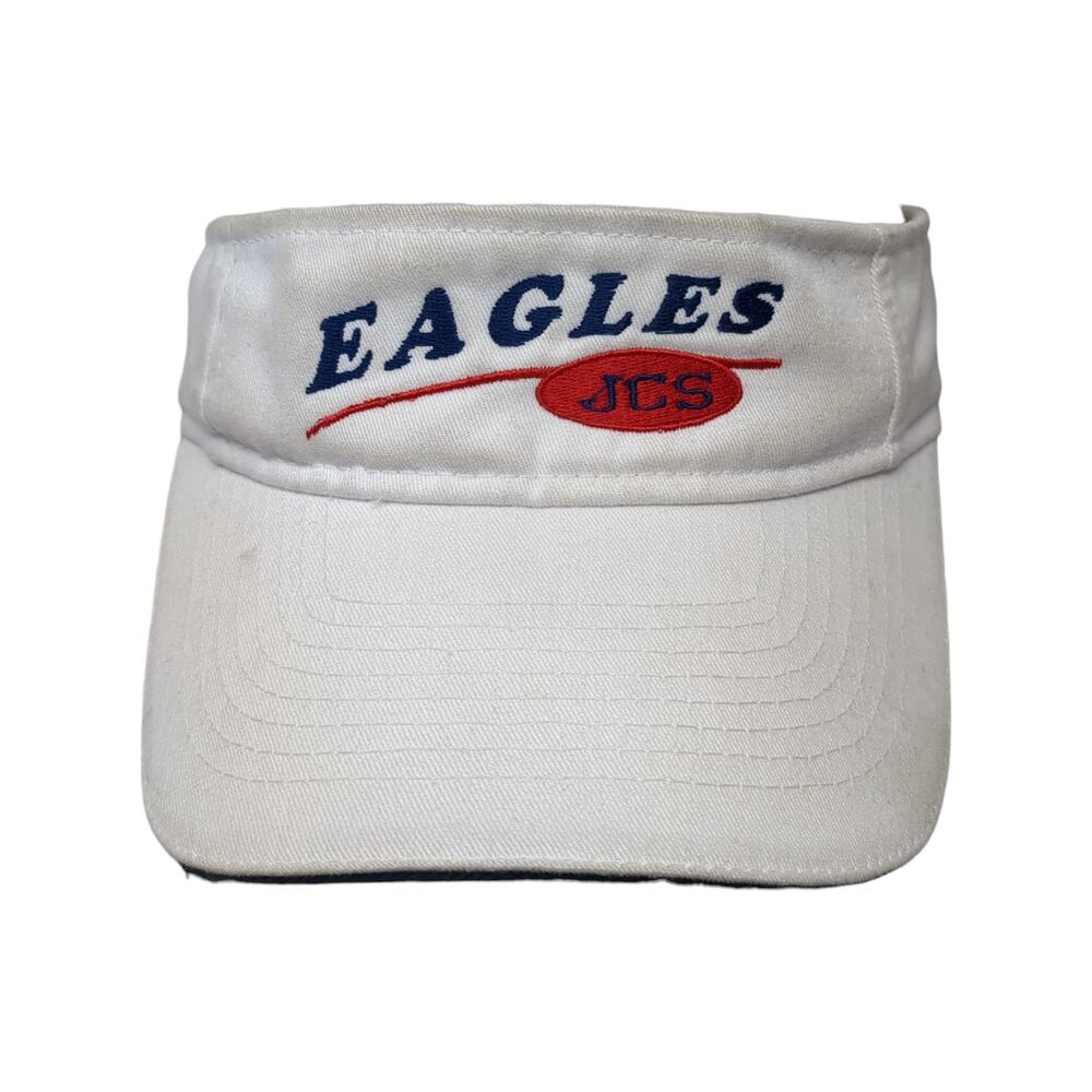 Eagles JCS Strapback Sun Visor Cap White OS Adjustable Embroidered Head Shots